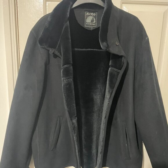 Black Suede Jacket, faux fur lined inside - Picture 1 of 2